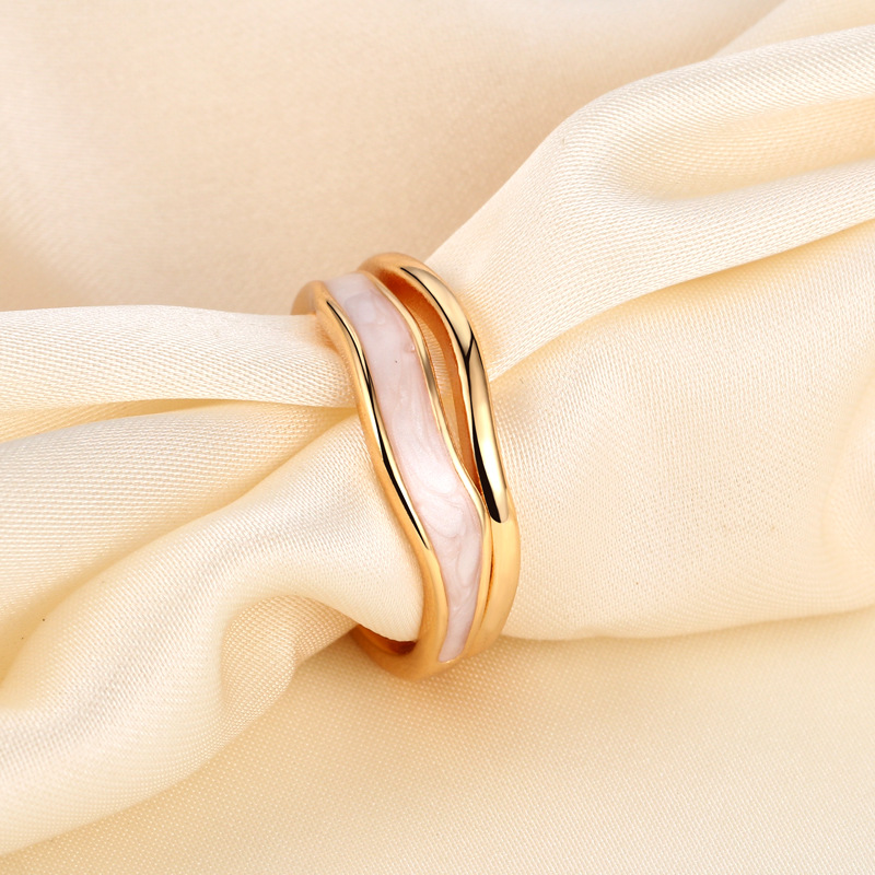 Fashion Stripe Copper Inlay Shell Open Ring 1 Piece