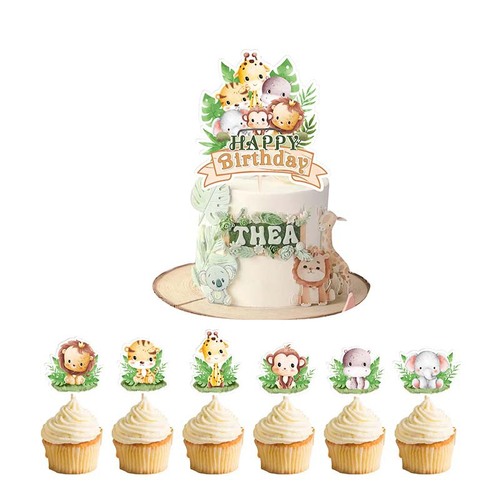 Forest Animal Birthday Party Decoration First Birthday Sweet Table Cake Accessory Newborn Party Scene Setup Prop