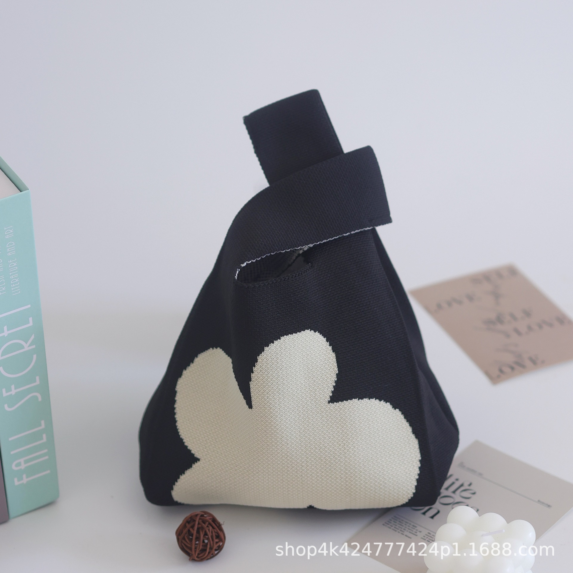 INS bolso de celebridad de Internet bolso de cubo de lana de punto para mujer bolso de mano casual bolso de mano de estilo japonés y coreano bolsa de Almuerzo