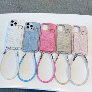 适用iPhone16promax手机壳苹果15pro/13左右开美妆镜子插卡挂绳壳