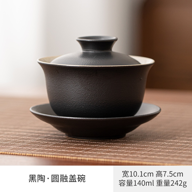 Cerámica negra esmaltada una olla cerámica doméstica cubierta taza de té taza de café taza de justicia taza cenicero lavado y filtrado de té