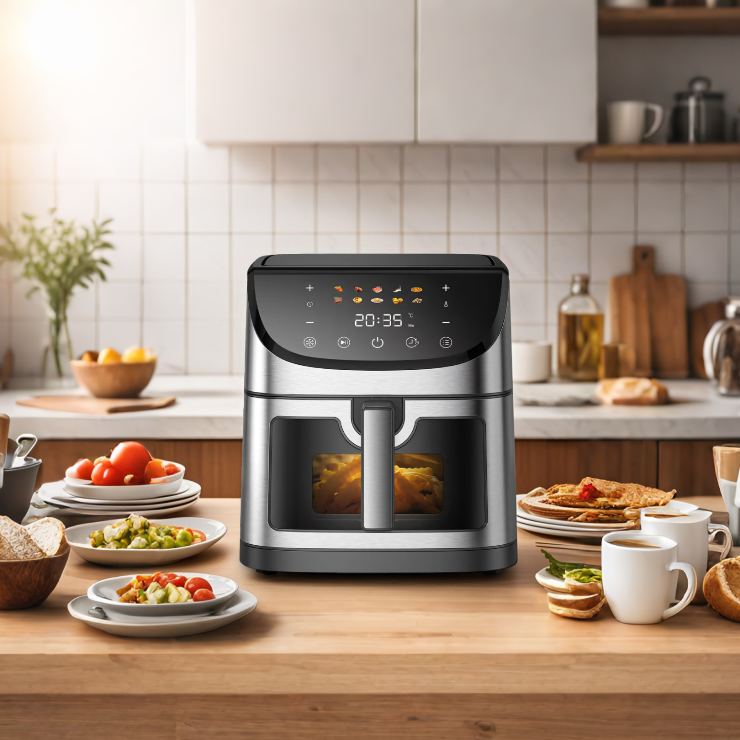 Fritadeira de ar 8L com WIFI - pedido mínimo 500 / Padrão europeu 220V