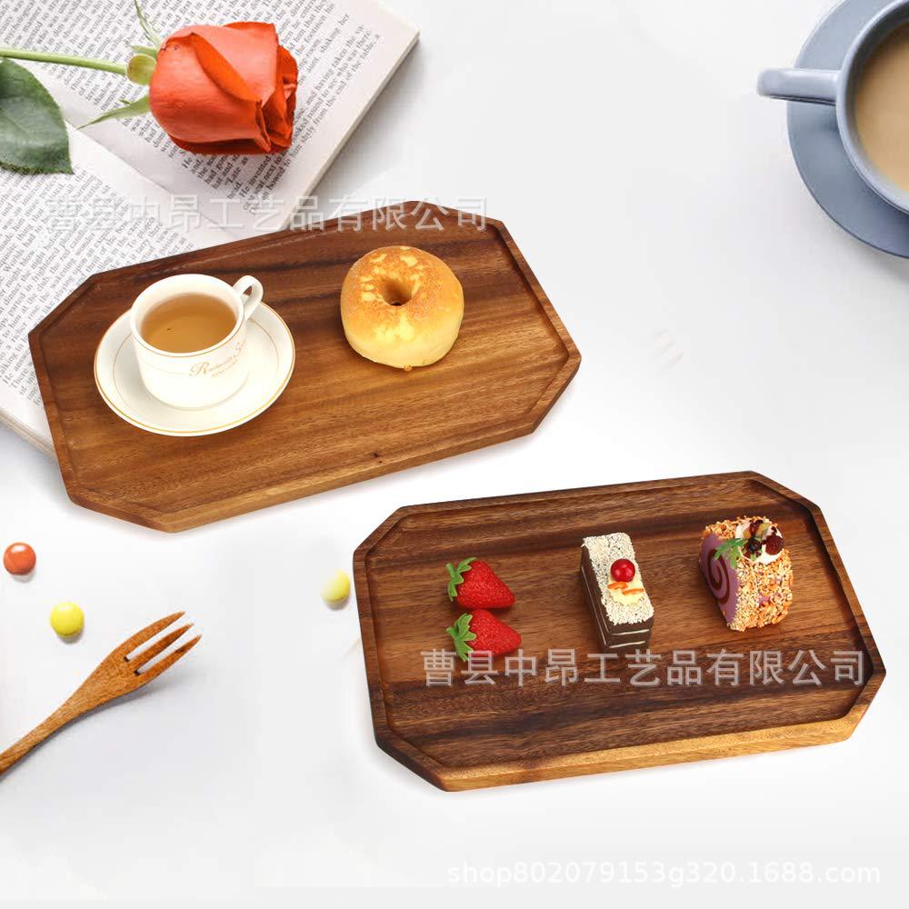 Acacia Wood Hotel Tray Food Household Snack Plate Salad Fruit Plate Wooden Tableware Tea Dinner Plate Fruit Plate