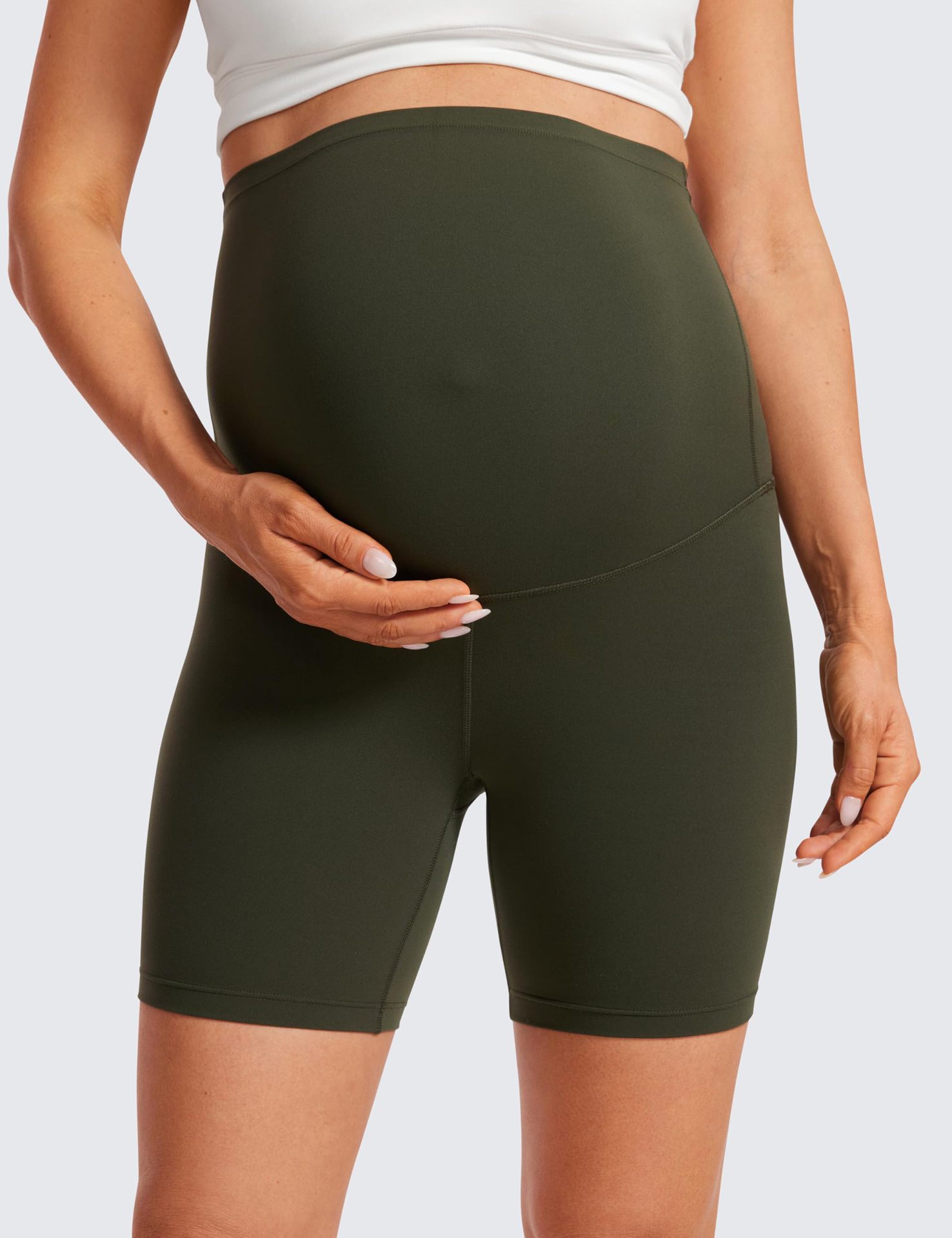 Maternity Capri Yoga Pants Belly-Support Seamless Nylon Maternity Capri Yoga Pants Belly-Support Seamless Nylon