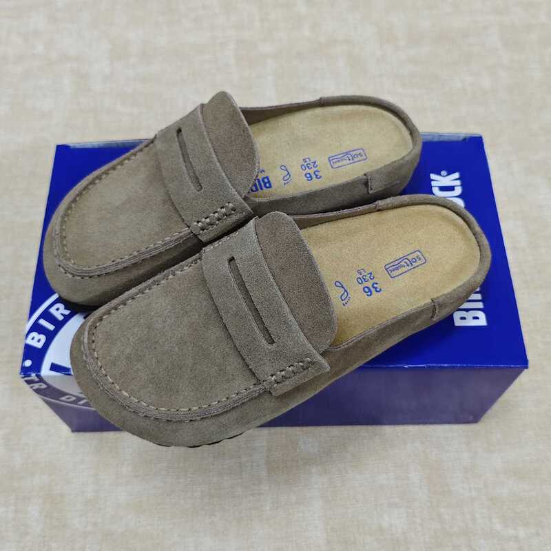 BK genuine leather thick-soled retro Birkenstock-style shoes, unisex, slip-on, casual, with a closed-toe design, suitable for wearing outdoors