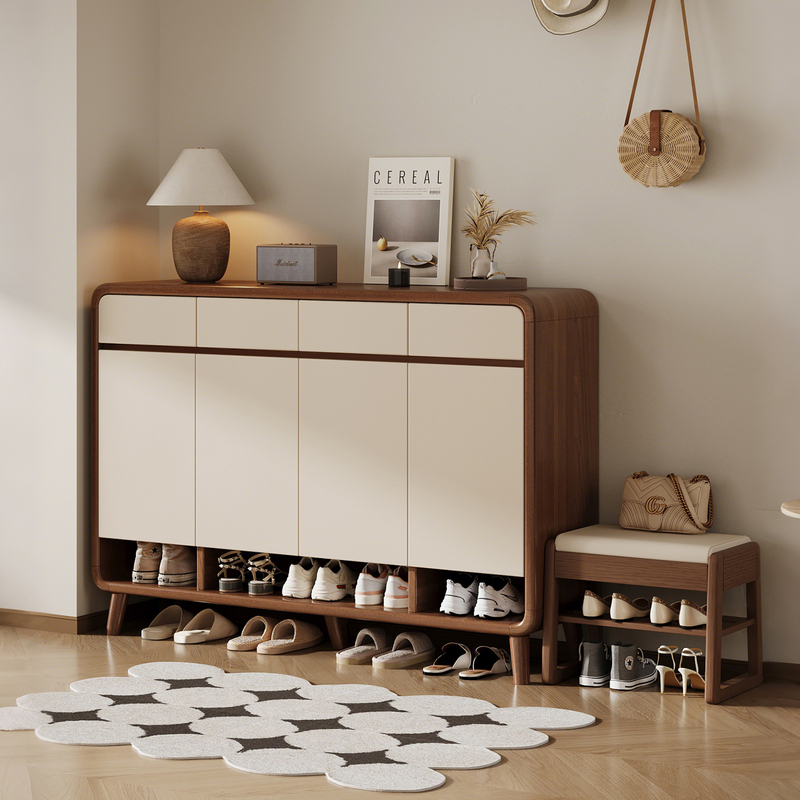 Shoe Cabinet for Home Entrance, Integrated Storage Against the Wall, Indoor Entryway Cabinet, 2026 New Model, Solid Wood Ecological Board