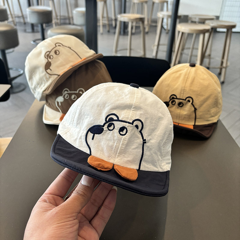Gorra de visera para bebé, ala suave delgada de verano, oso súper lindo, sombrero de capota suave, gorra de béisbol para bebé, primavera