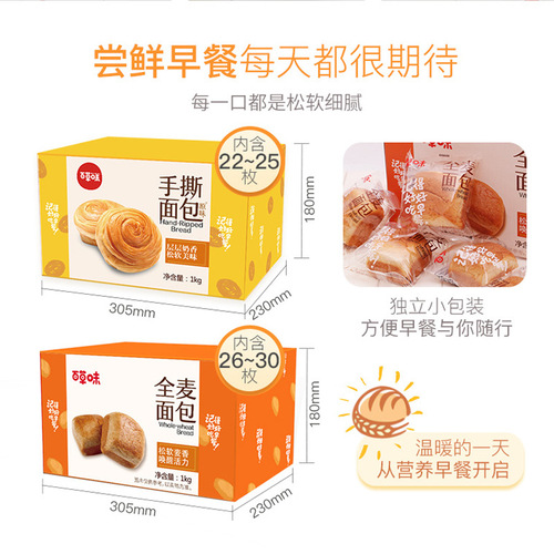 Bai Cao Wei Hand-Torn Bread 1kg Box, 6 Boxes Pack, Morning Snack Wholesale