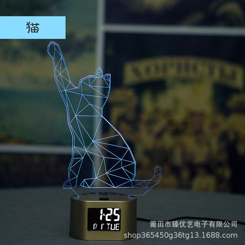 Reloj despertador infantil 3D creativo de venta caliente, luz nocturna multifunción, reloj electrónico de regalo, venta directa de fábrica