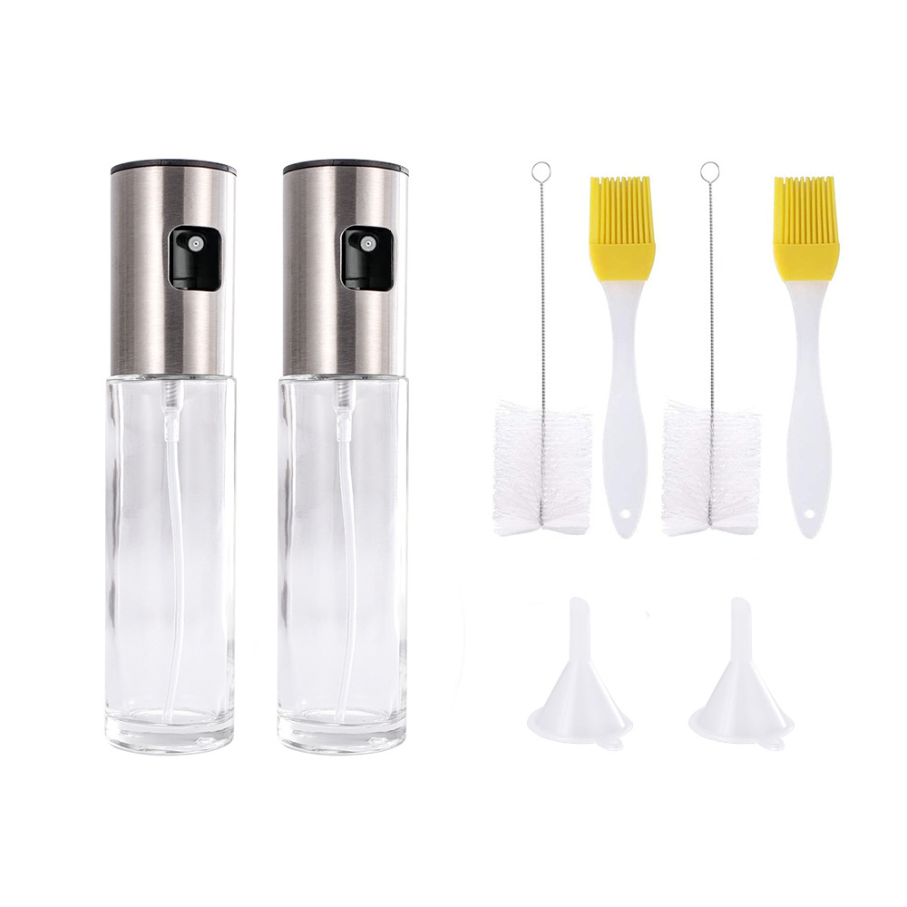 Caja de regalo de 2 piezas 304 de acero inoxidable aceite aerosol olla prensa tipo aceite botella de aceite al aire libre barbacoa hogar aceite olla botella de aceite