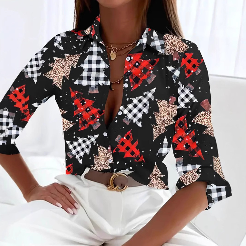 Guohu American 2024 New Casual All-match Christmas high quality Women's Long Sleeve Shirt WG18 Guohu American 2024 New Casual All-match Christmas high quality Women's Long Sleeve Shirt WG18
