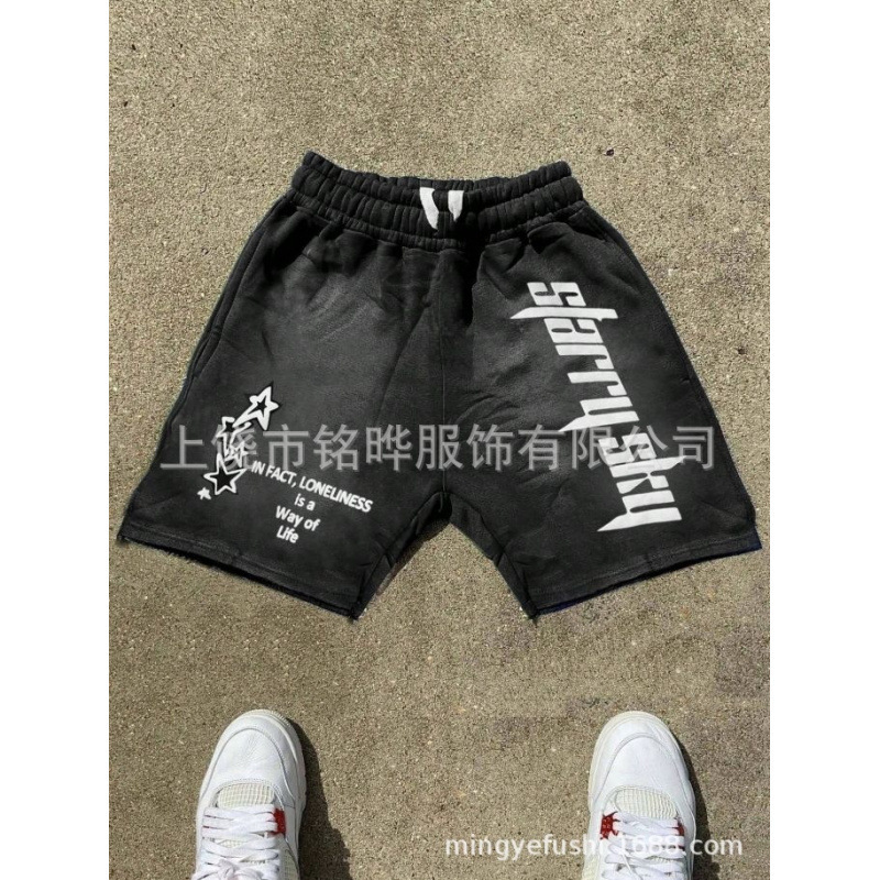saint vintage正确版本水洗做旧短裤五分裤高街宽松裤子|undefined