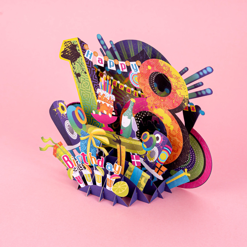 Nuevo 18 años panal tridimensional decoración tarjeta de cumpleaños