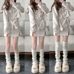 秋冬灰色堆堆襪寬鬆襪套原宿風腿套復古jk毛線辣妹中筒襪韓版ins