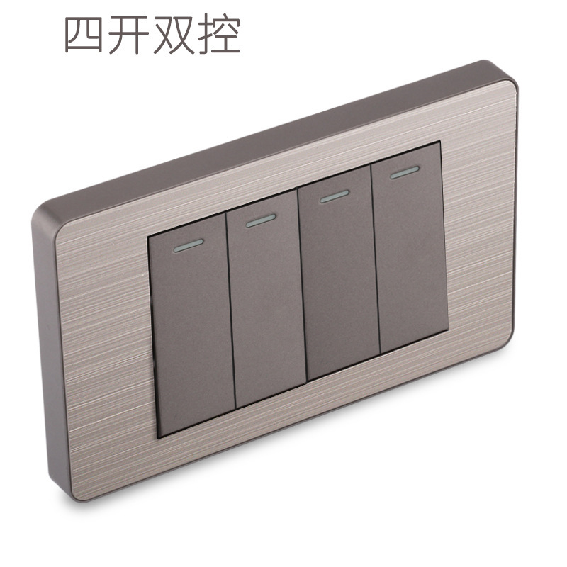 15A panel de metal de acero inoxidable gris dibujado tres agujeros Taiwan fabricado en Estados Unidos enchufe de pared conmutador suministro directo