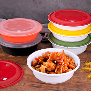 Disposable Bowl Anti-Theft Lock Round Box Take-Out Lunch Box Packaging Box American Round Box Noodle Bowl Large Mouth Imitation Porcelain