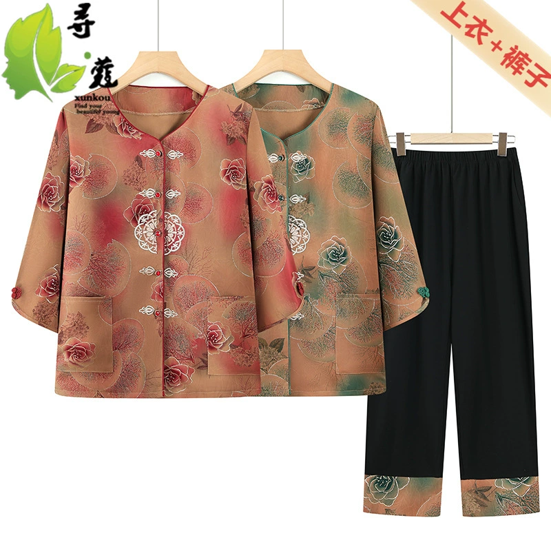 Новая модная одежда для бабушек, женская одежда для пожилых людей, одежда для пожилых людей с рукавами три четверти, модный костюм для старухи, летнее платье