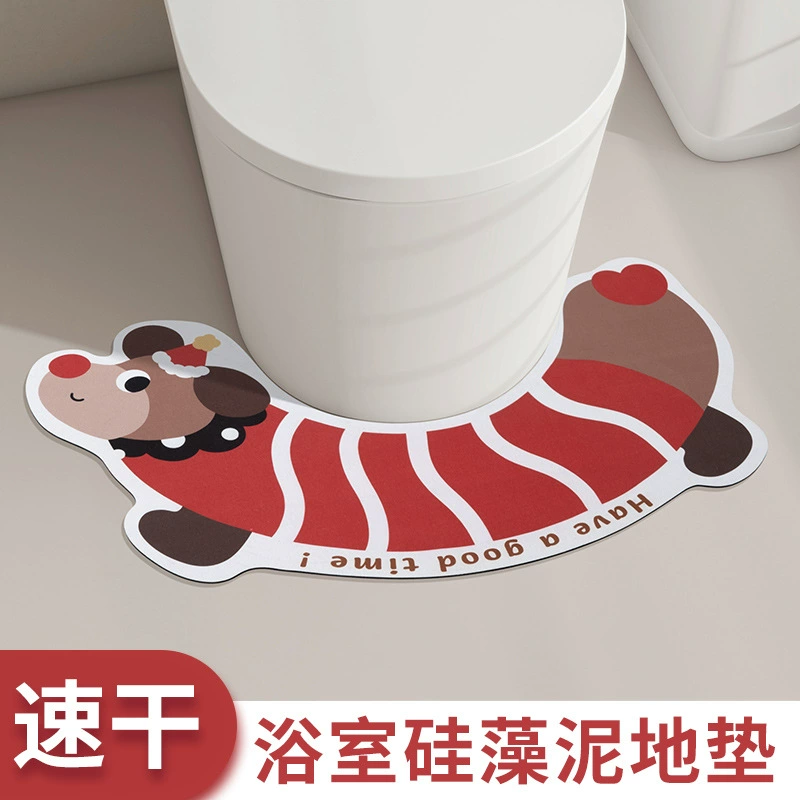 Напольный коврик для унитаза с рисунком таксы, U-образный напольный коврик для ванной комнаты, впитывающий грязь, коврик для ног, нескользящий коврик для ванной комнаты, устойчивый к загрязнениям