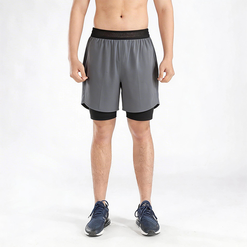 Outdoor Mountaineering Fitness Sports Shorts for Men, Summer Two-In-One Running Quick-Dry A-Line Shorts, Faux Two-Piece Jogging Shorts