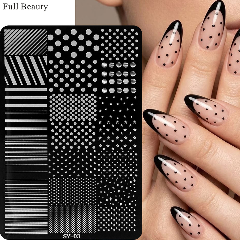 Full Beauty Cross-Border New Nail Art Polka Dot Star Line Print Steel Plate Nail Art Tool DIY Nails Full Beauty Cross-Border New Nail Art Polka Dot Star Line Print Steel Plate Nail Art Tool DIY Nails