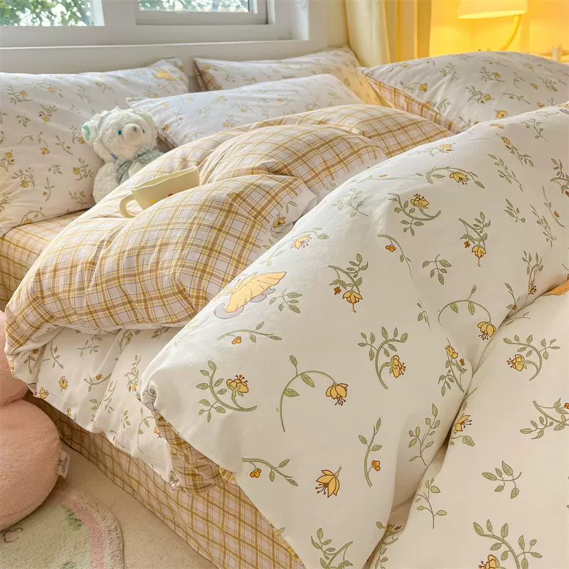 床上用品四件套全棉纯棉100碎花被套床单宿舍三件套床品a卡通动漫