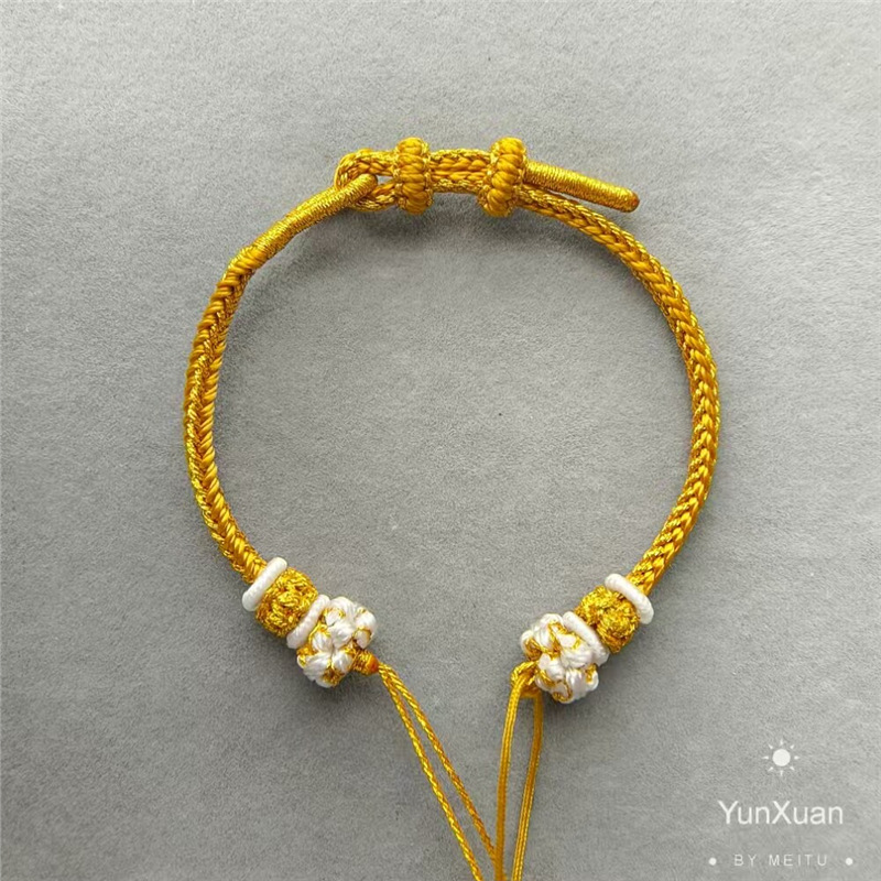 Five Emperors Money Semi-Finished Bracelet Cord for Threading Beads, Peace Buckle, Hand-Woven Adjustable DIY Gold Bracelet