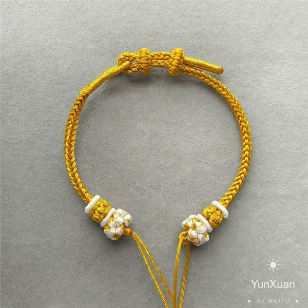 Five Emperors Money Semi-Finished Bracelet Cord for Threading Beads, Peace Buckle, Hand-Woven Adjustable DIY Gold Bracelet