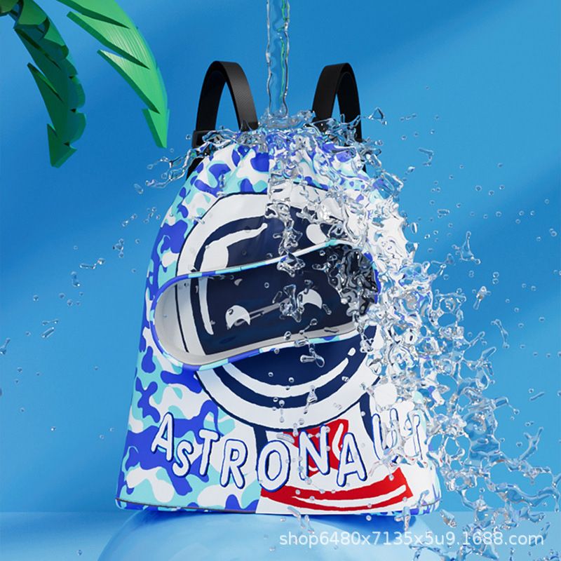 New Children's Cartoon Swimsuit Bag Dry Wet Separation Toiletry Bag Swim Storage Bag Beach Storage Drawstring Backpack