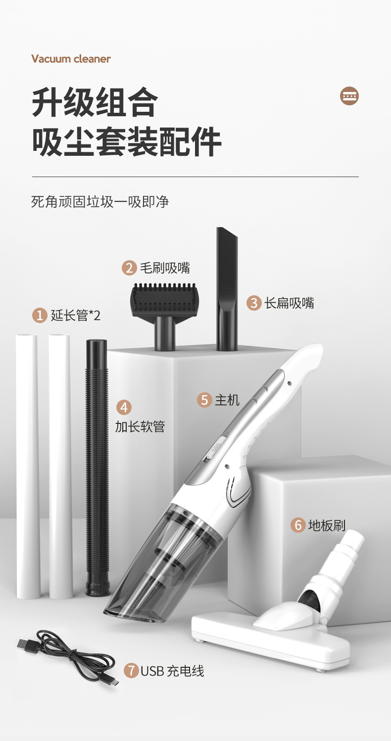 Car wireless handheld household vacuum cleaner super wet and dry dual-use car vacuum cleaner high power pet hair suction device