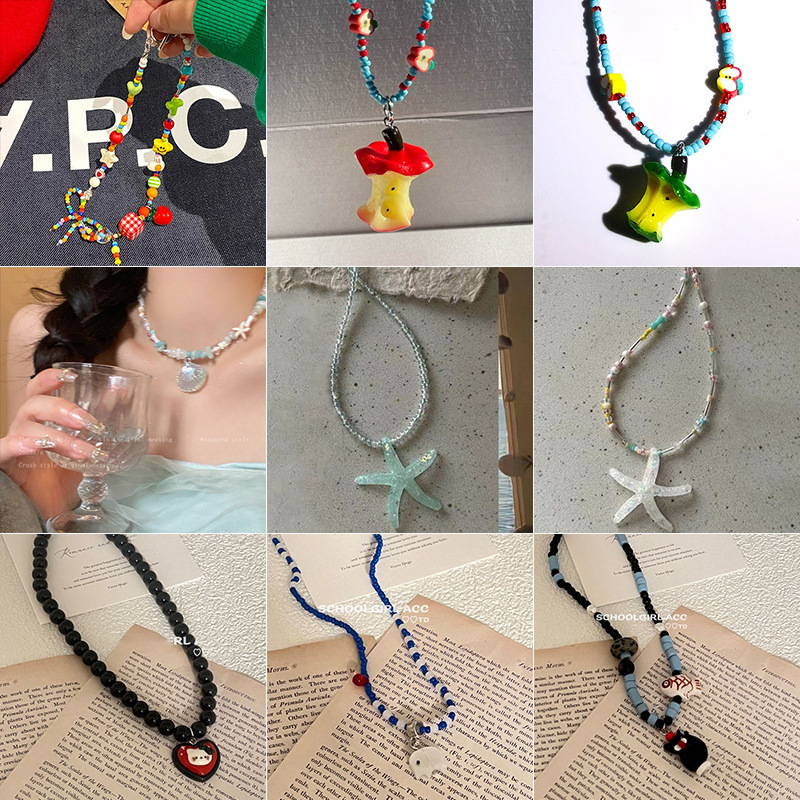 Summer dopamine series ~ color fun necklace sweet cool female accessories Korean ins niche senior clavicle chain