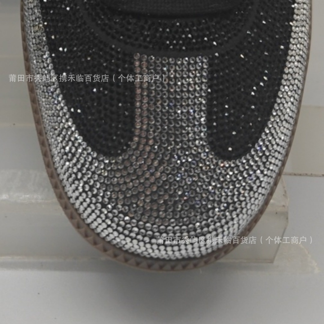 Original High-Quality Samba Casual German Training Sneakers with Full Rhinestones, Model Ih9052 Ih9055, White