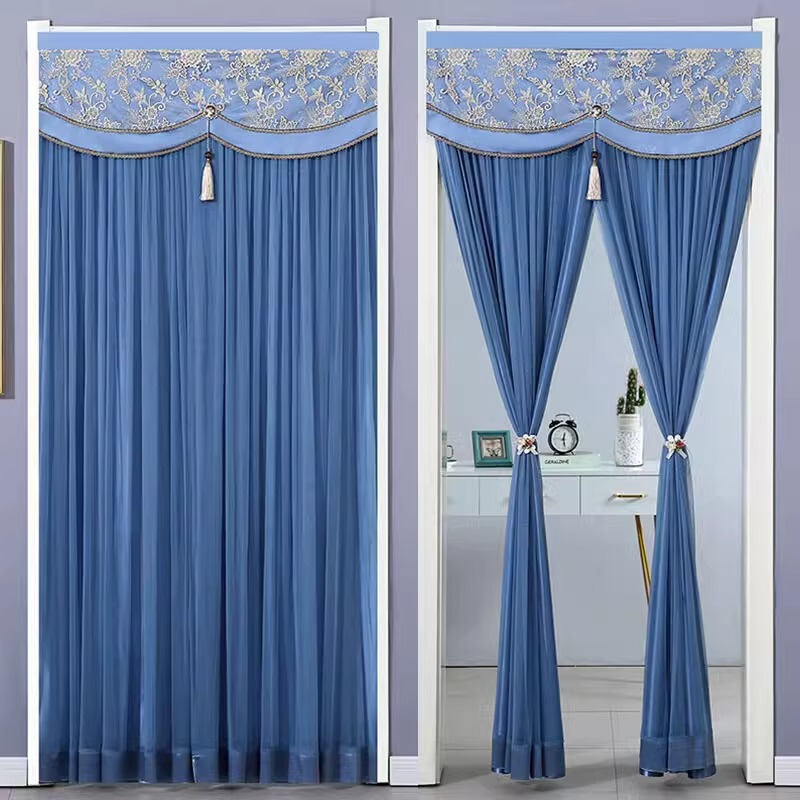 French-Style Door Curtain Partition Curtain for Home Bedroom Kitchen Blocking Curtain Half-Hanging Curtain Bathroom Curtain No-Drill Installation Ins Style