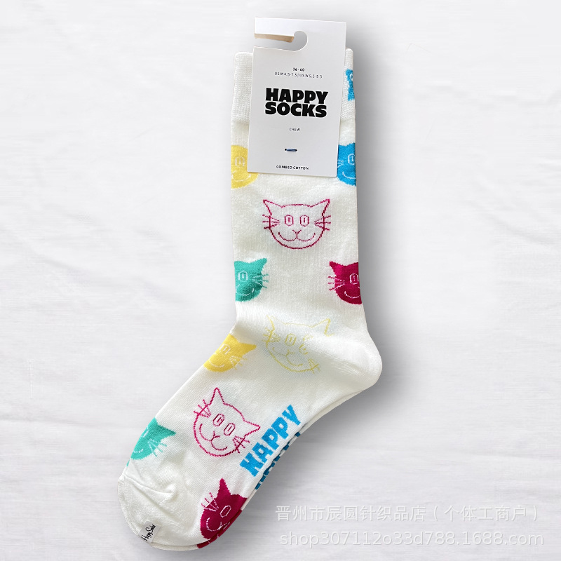 happysocks suecos calcetines de moda damas in-mode versátil animación calcetines de algodón de cintura alta al por mayor