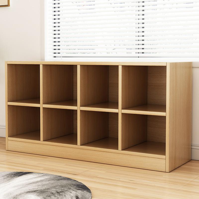 實木格子書櫃落地置物架家用書架客廳自由組合多層儲物收納矮柜子