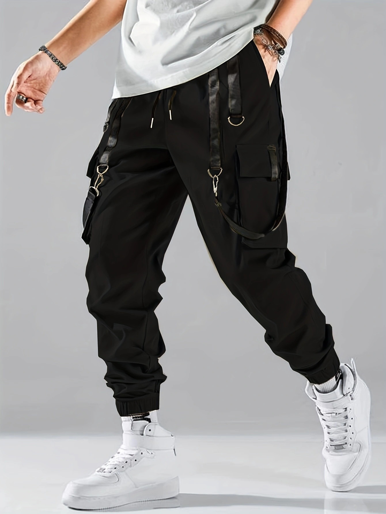 Men's Casual Ribbon Overalls Pants – Drawstring Waist, Loose Fit, Comfortable & Stylish Trousers For Everyday Wear_viptrois.com