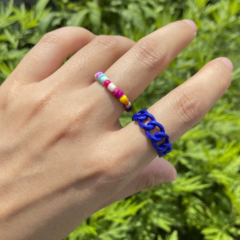 Wholesale Jewelry Color Rice Bead Alloy Ring Set Nihaojewelry display picture 11