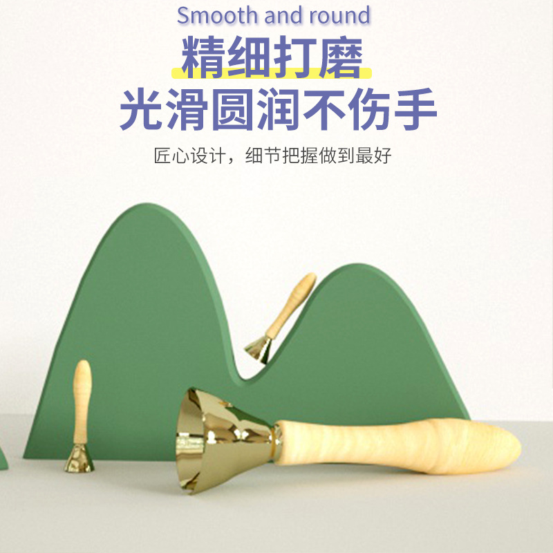 Reloj táctil artesanal de madera con mango instrumento musical de juguete musical para niños educación temprana para niños huelga reloj táctil de cobre toque campana al por mayor