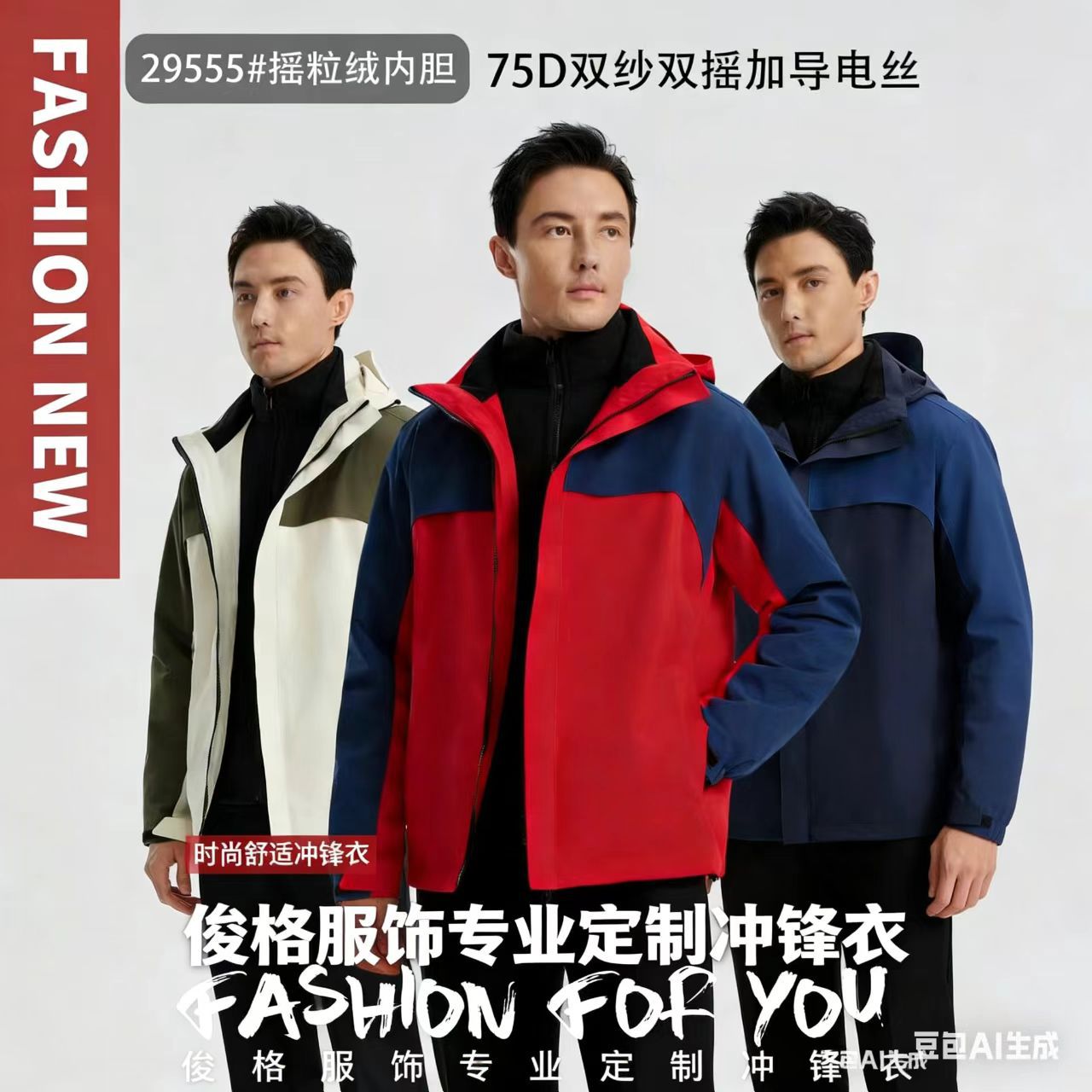 Three-Proof Anti-Static Jacket with Custom Logo, Men's and Women's Three-In-One Detachable Thick Fleece Workwear Sportswear