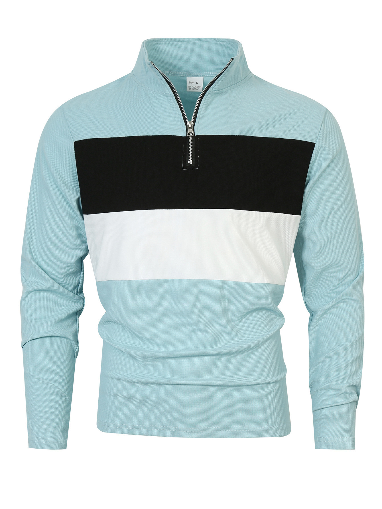 Transfronterizo tamaño europeo primavera otoño retro moda hombre cremallera con solapa de manga larga diseño de tendencia de temperamento jersey