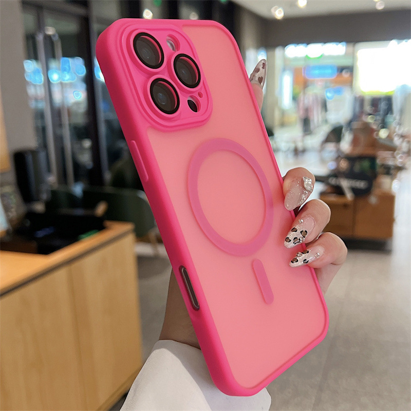 Yudun Sensación de piel magnética esmerilada para iPhone16ProMax Color sólido 15 Funda para teléfono móvil Apple 14 Hombres y mujeres 13 Nuevo