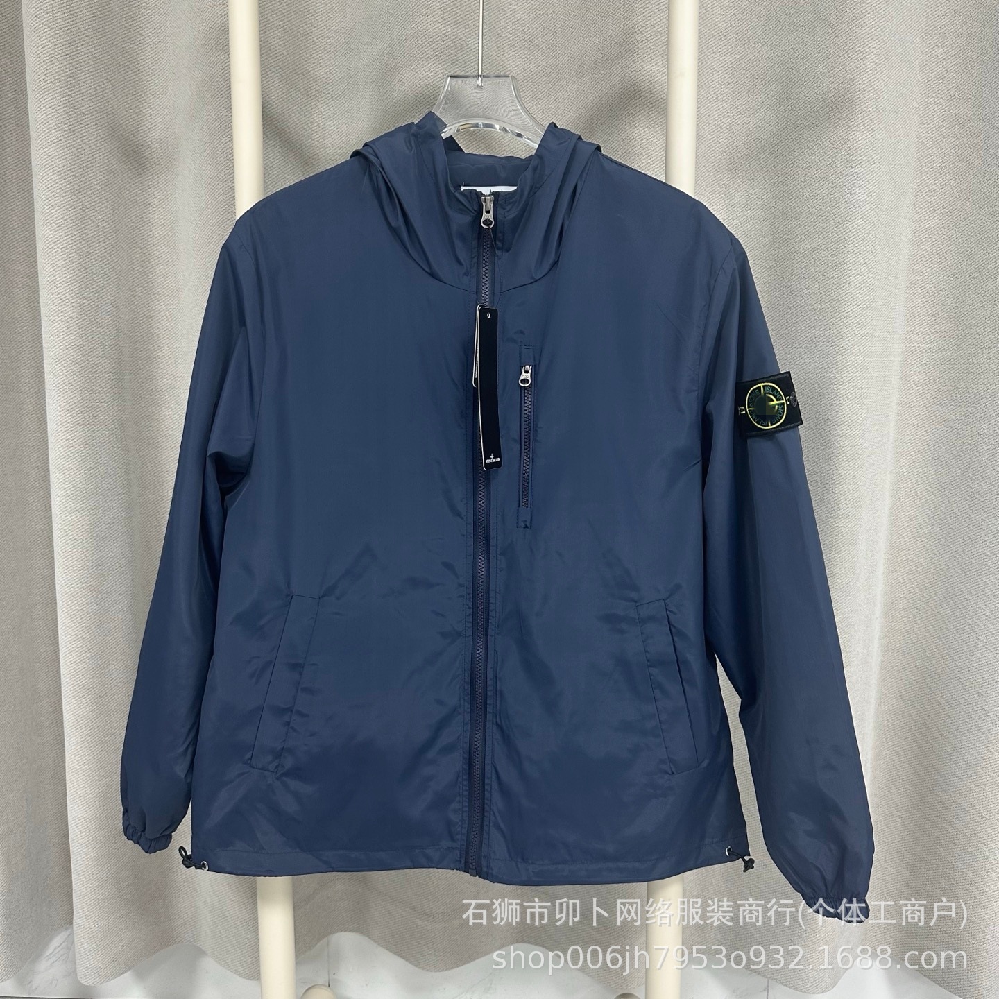 Transfronterizo ST25SS chaqueta con cremallera encapuchada de moda masculina manga chaqueta casual de color sólido edición de comercio exterior