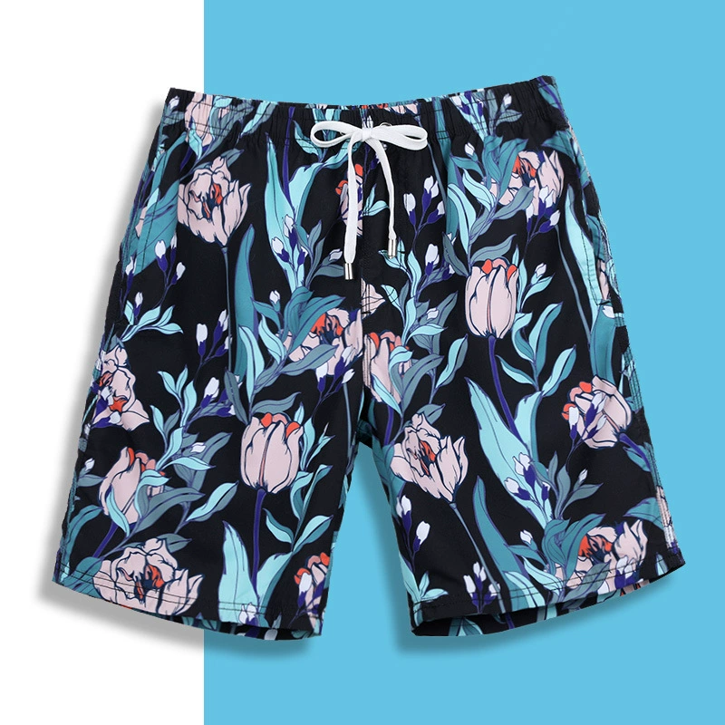 Men's beach swim shorts, tropical print, one size (mix colors), lightweight 0.07 kg