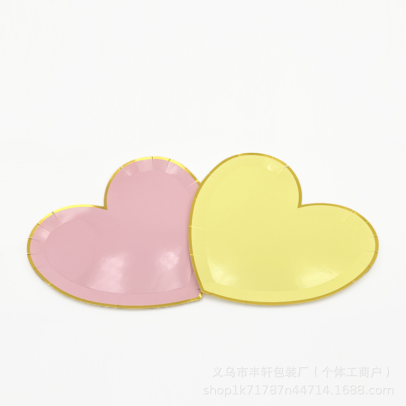 Transfronterizo desechable estampado 7 color platos de papel de amor platos de pastel de cumpleaños platos de bocadillos platos de fiesta platos de diseño