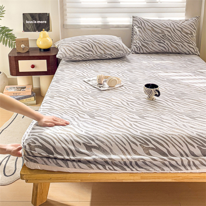 2025 nueva funda de cama de tela gruesa vieja de algodón de una sola pieza 100 funda de cama de algodón estampado funda protectora de colchón para niños individual 2