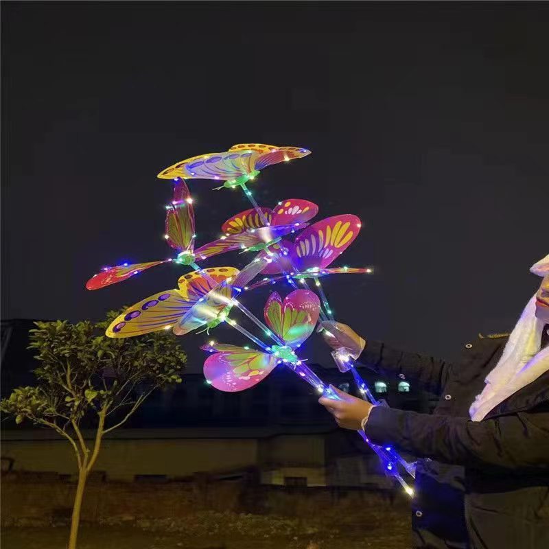 新しい子供用発光スイングバタフライカラフルなフラッシュハンドヘルド発光スティックウェーブボールストリートストール供給おもちゃ|undefined
