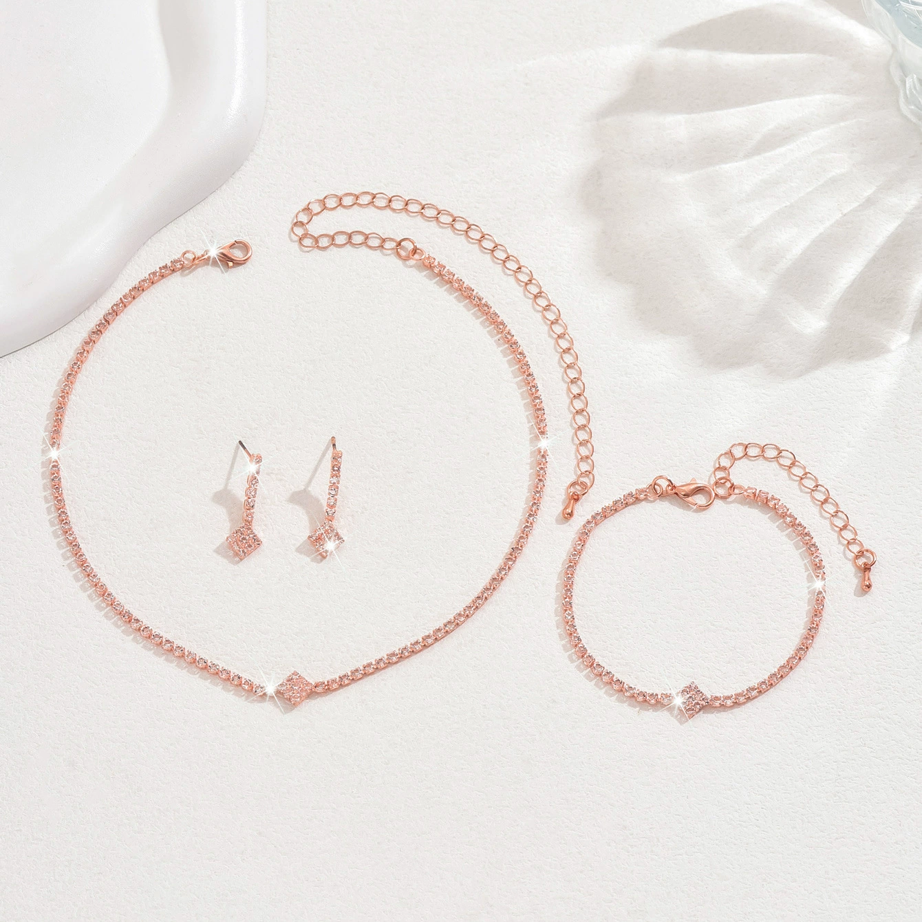 Fashionable brand universal necklace, chain, bracelet, set, high-quality style, 3 piece set