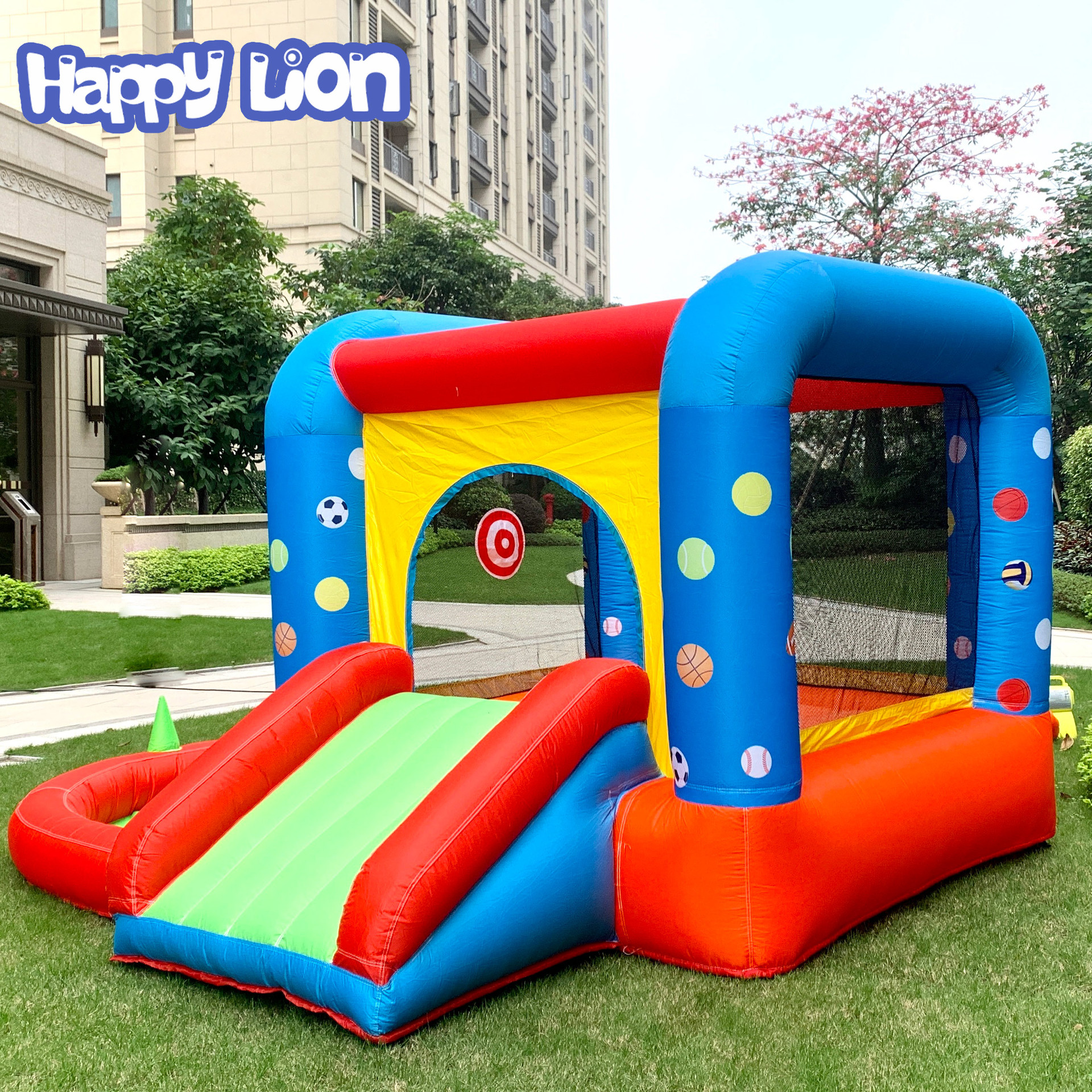 Inflatable castle slide trampoline multi...