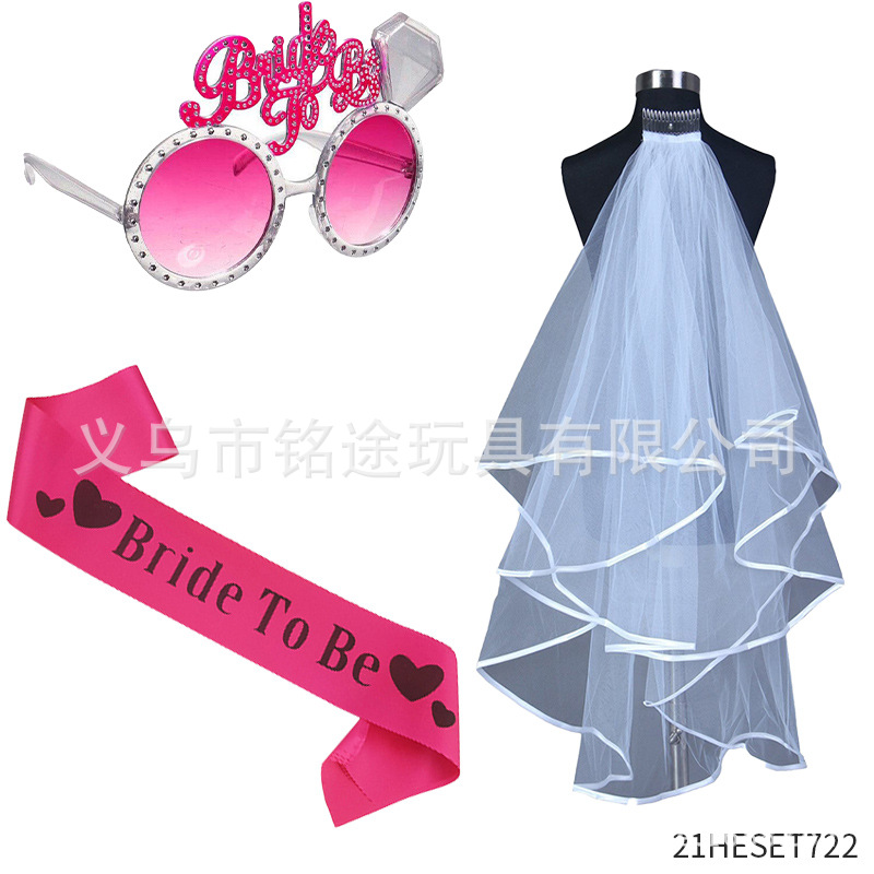 Bachelor Party novia de oro rosa para ser correa de hombro banda ceremonial nupcial de dos piezas corona diadema