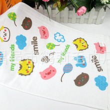 厂家批发双层蜂巢纱布浴巾毛巾卡通印花儿童毛巾30*50婴幼儿手帕