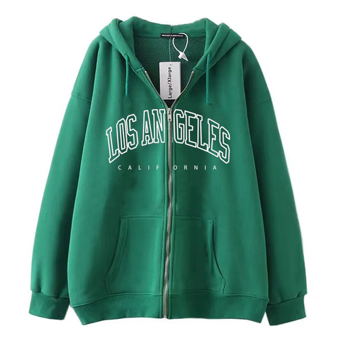 Zip-up Hooded Sweatshirt Western Los Angeles California Outerwear Top